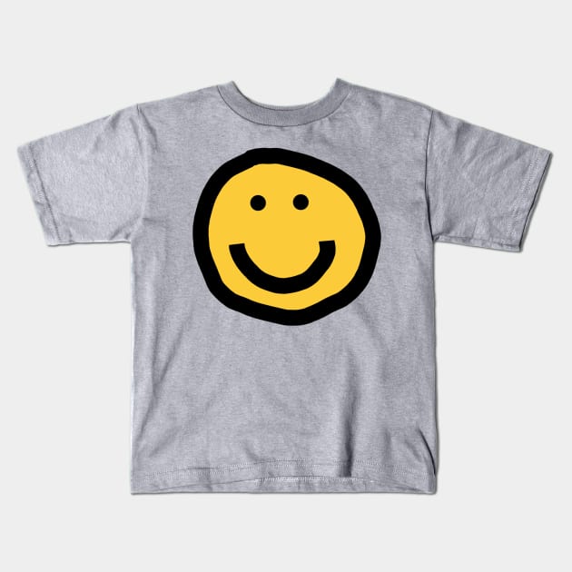 Round Face with Smile Kids T-Shirt by ellenhenryart